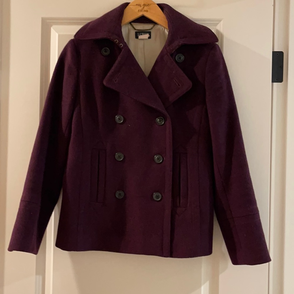 JCrew classic peacoat in auburgine
